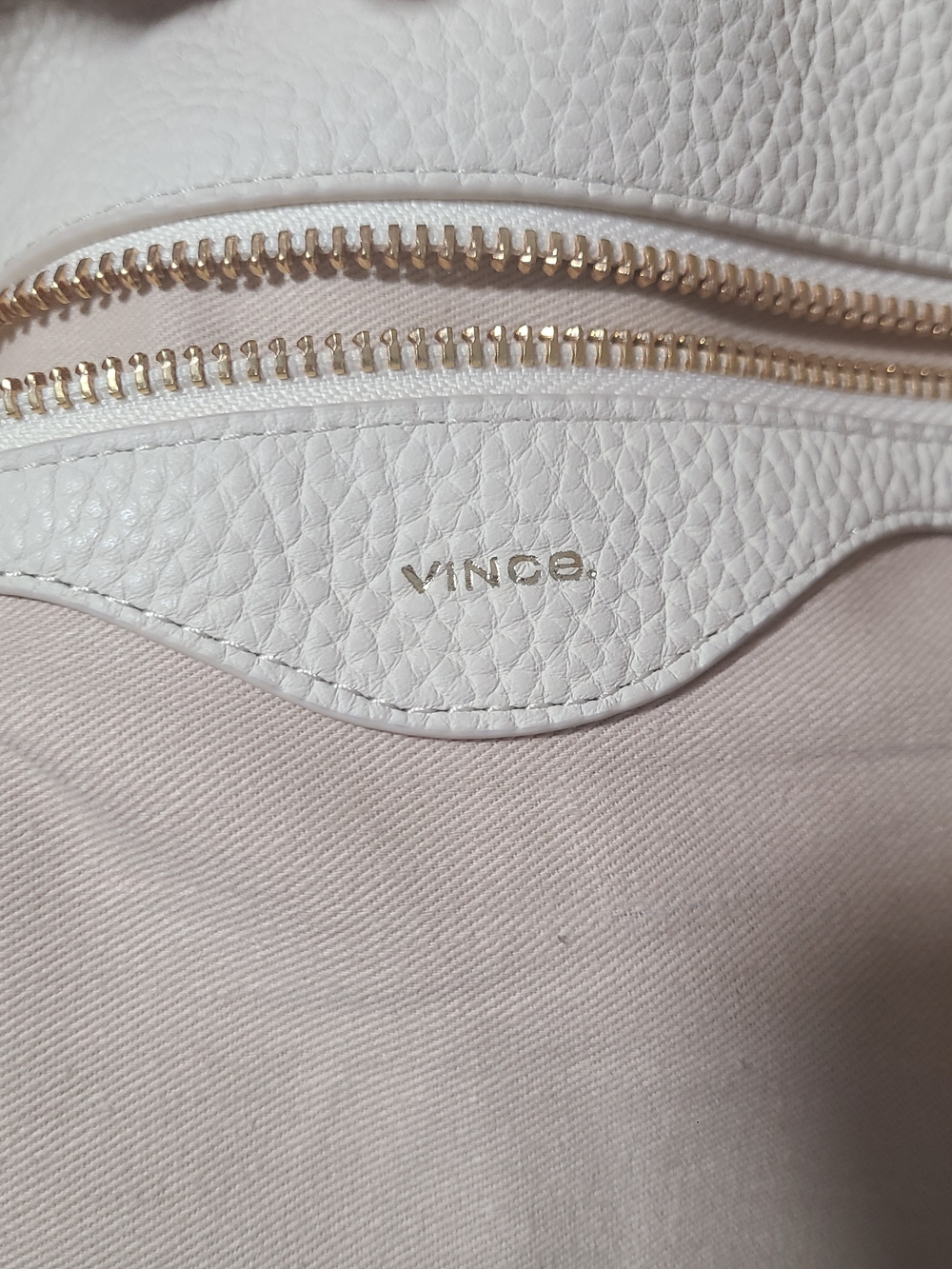 Vince Cream Pebbled Leather Tote - Picture 7 of 7